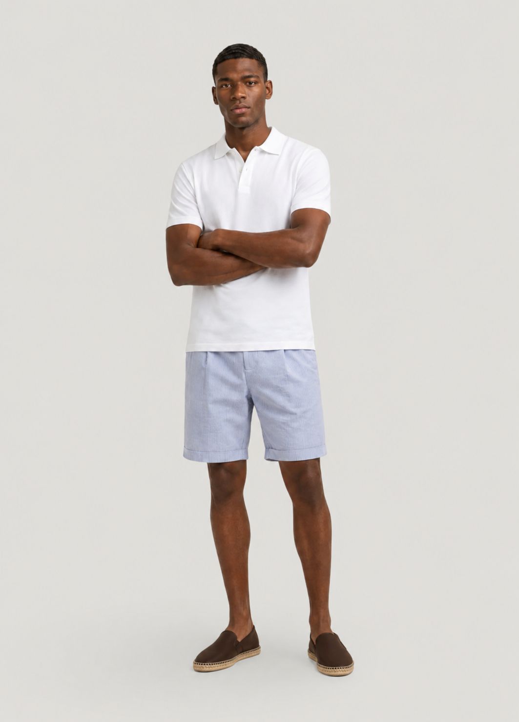 Blue seersucker Bermuda shorts