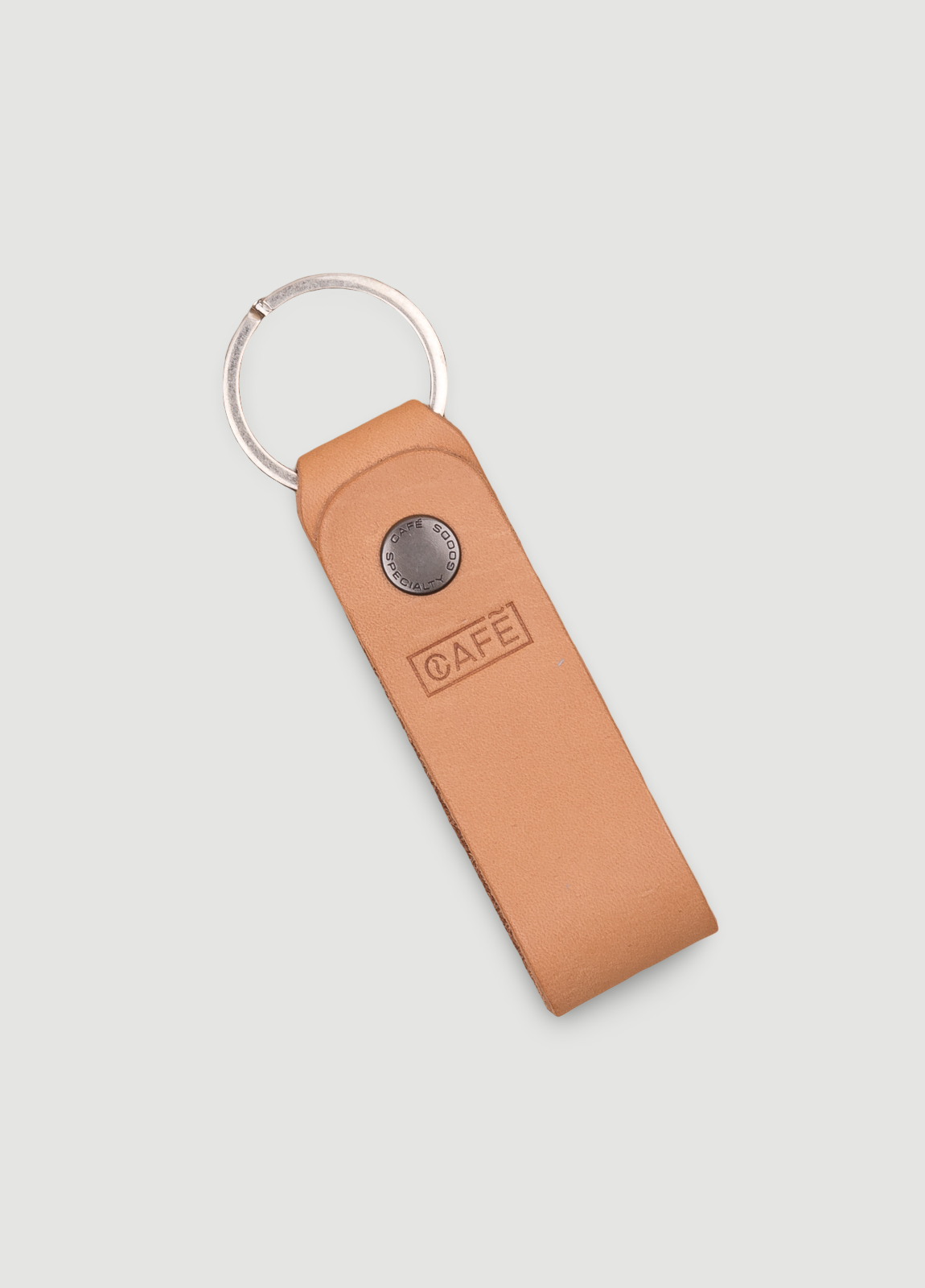 Llavero de piel color beige