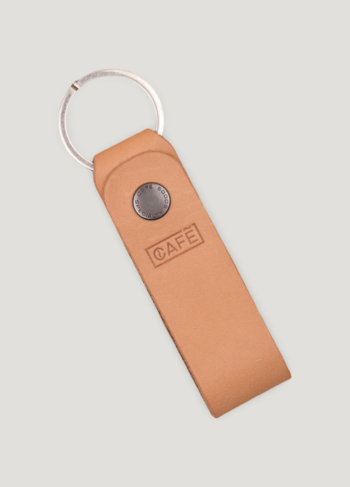 Llavero de piel color beige
