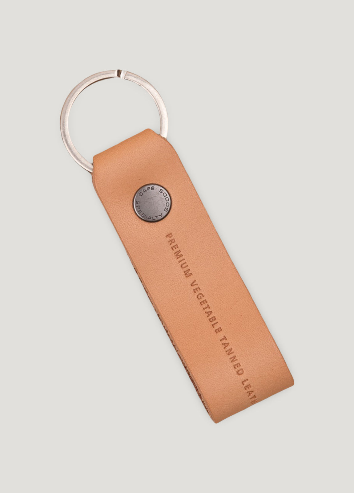 Llavero de piel color beige