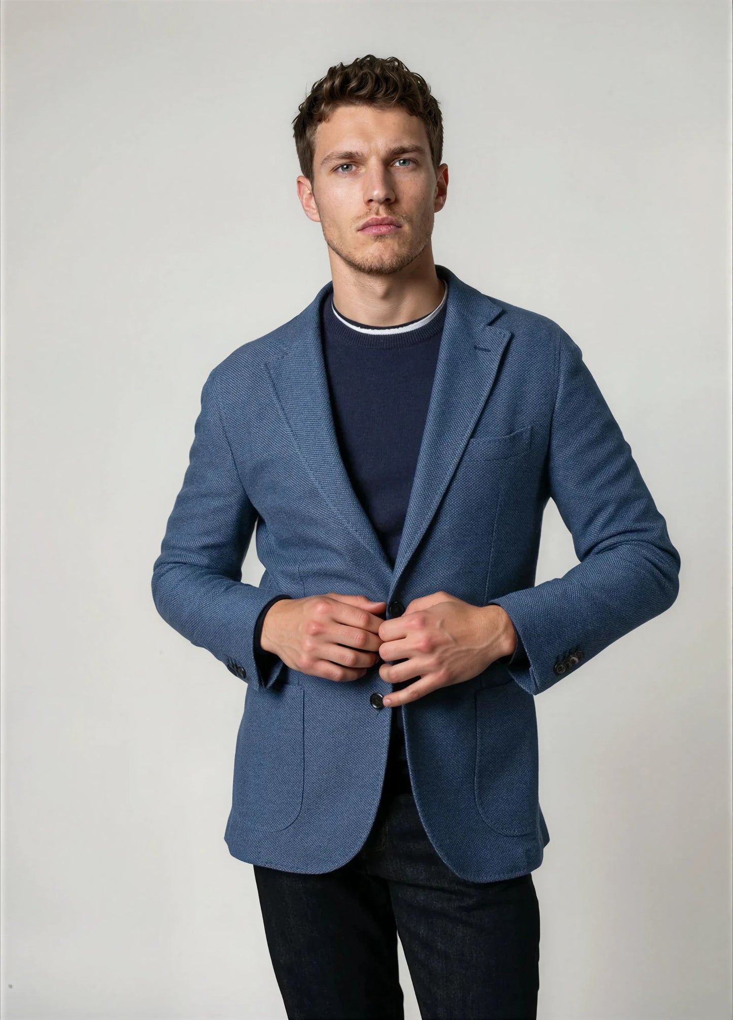 Americana vestir nido abeja azul noche