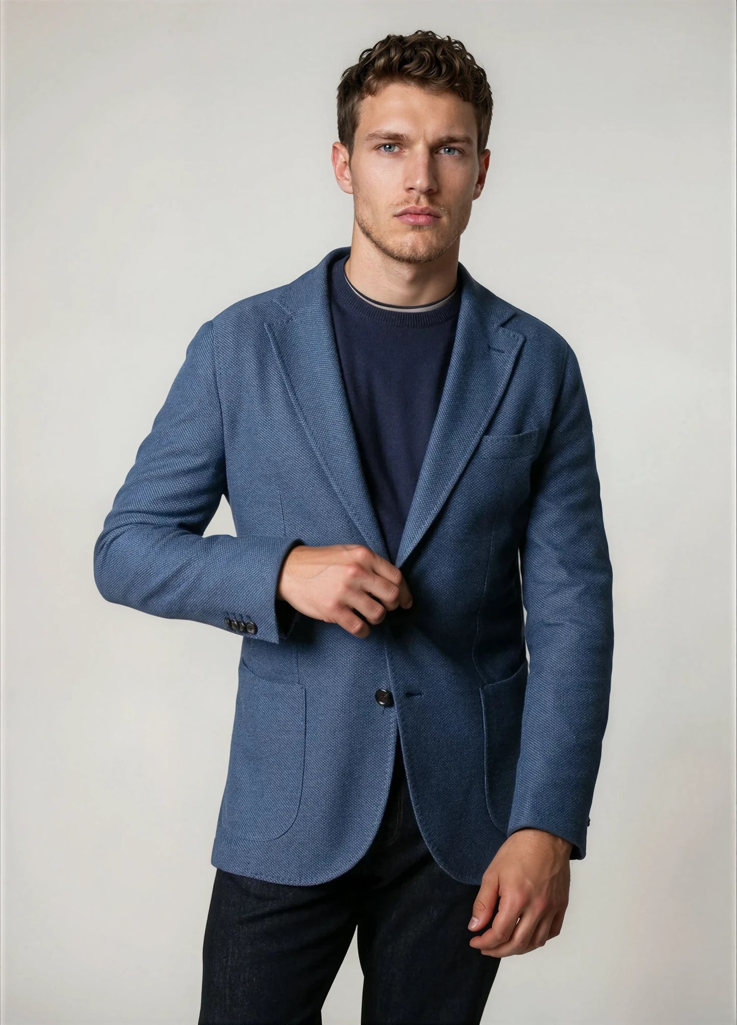 Americana vestir nido abeja azul noche