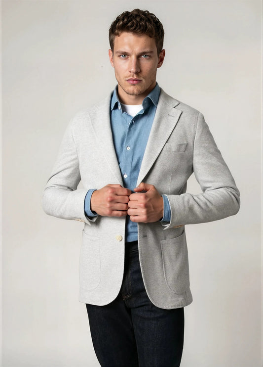 Americana vestir nido abeja gris hielo