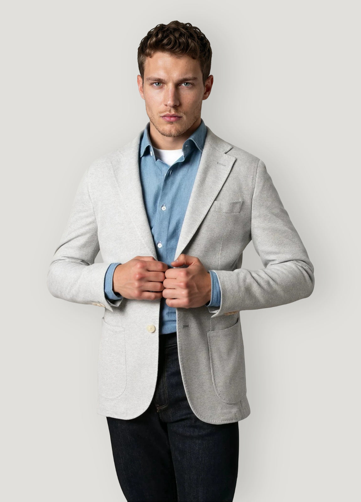 Americana vestir nido abeja gris hielo