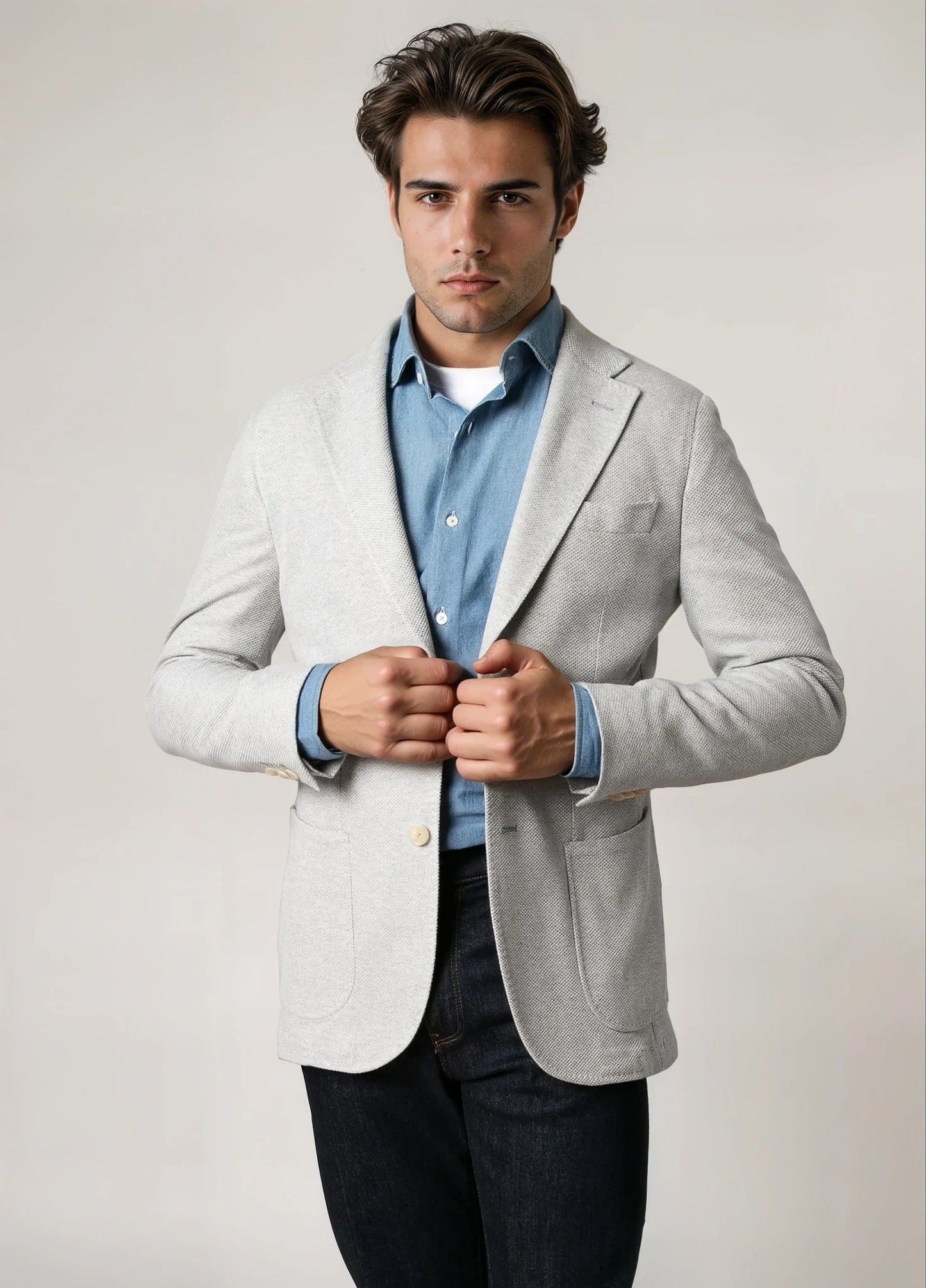 Americana nido abeja gris hielo