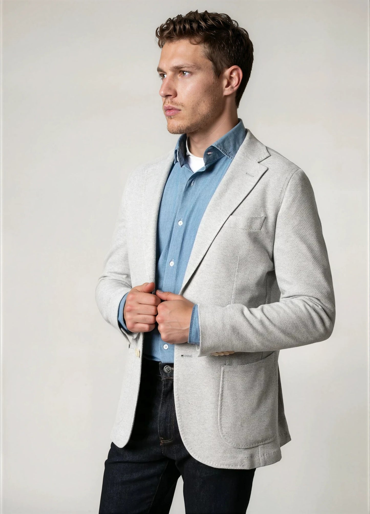 Americana vestir nido abeja gris hielo