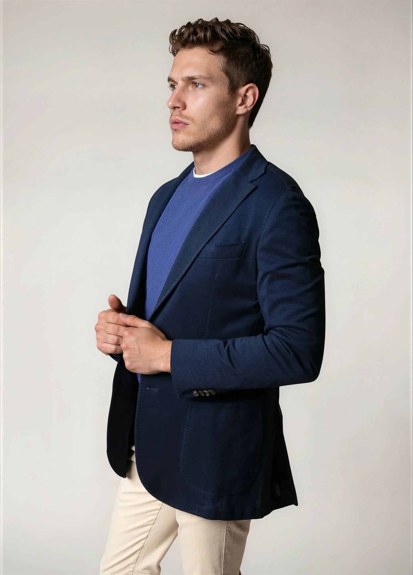 Americana vestir micro grabado marino