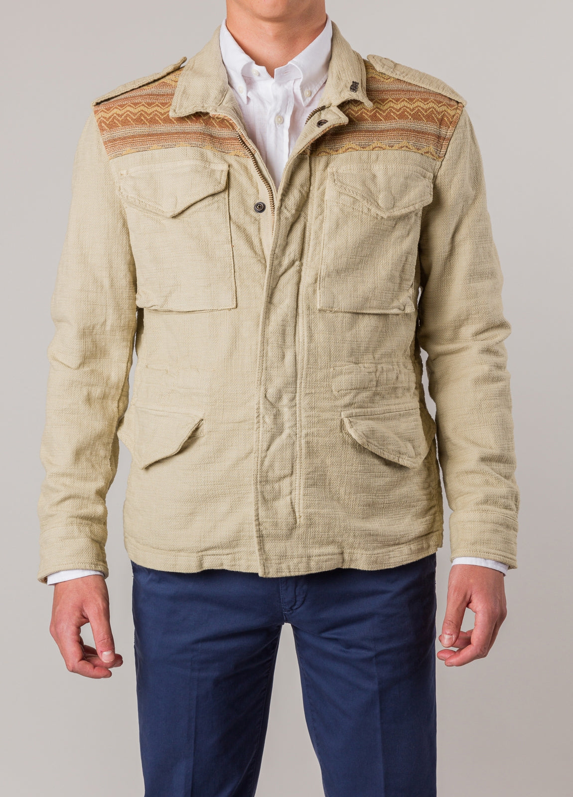 Chaqueta sahariana de algodón beige