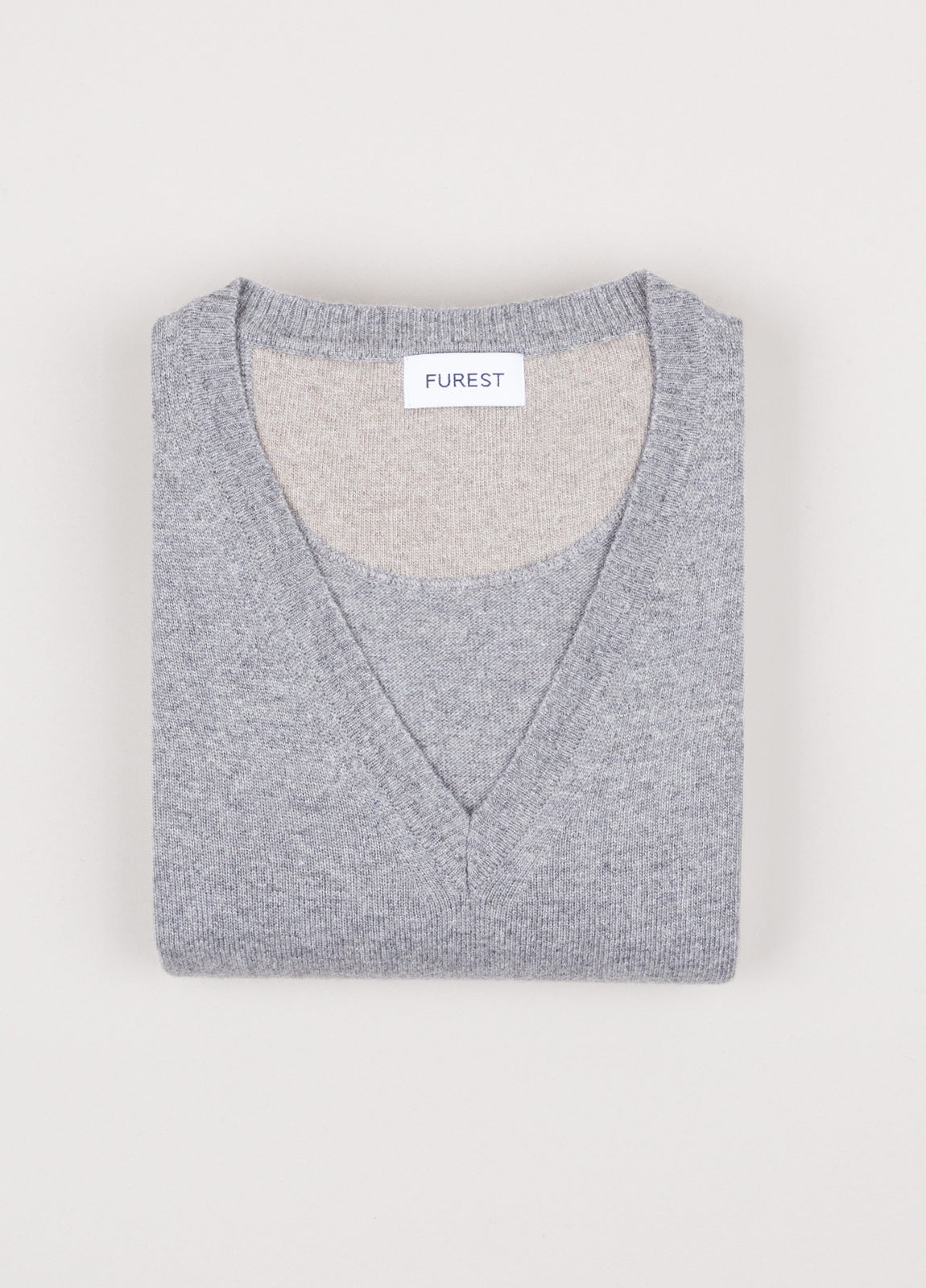 Grey V-neck jersey with trimmings