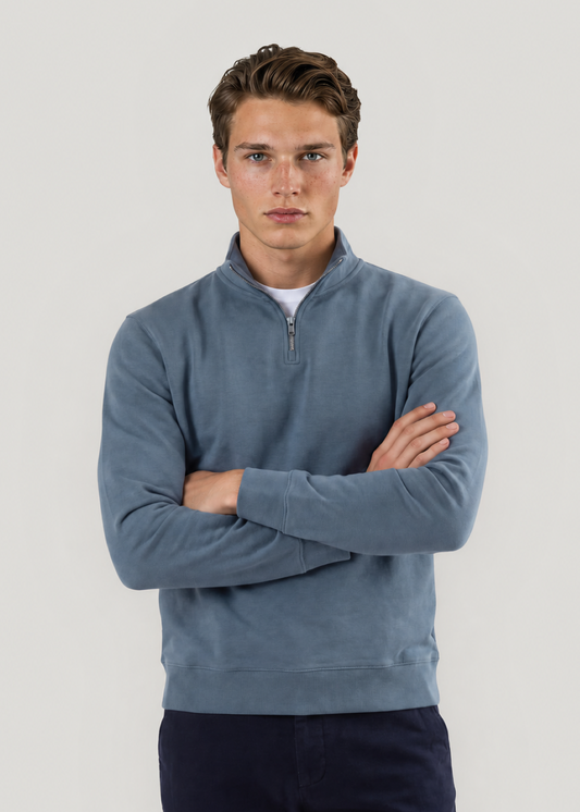 Petrol zip-neck sweatshirt