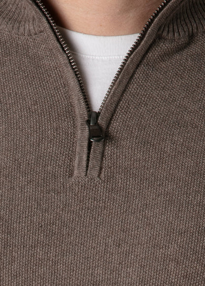 Jersey cuello zip punto de arroz visón