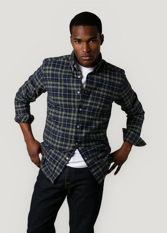 Ink blue checkered sport shirt