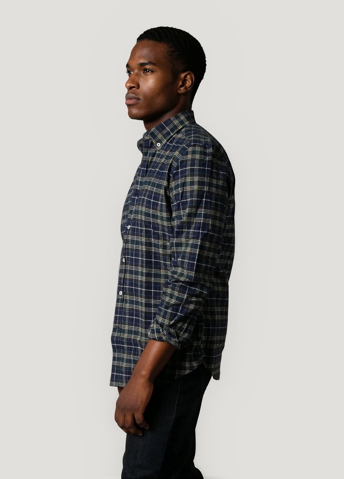 Ink blue checkered sport shirt