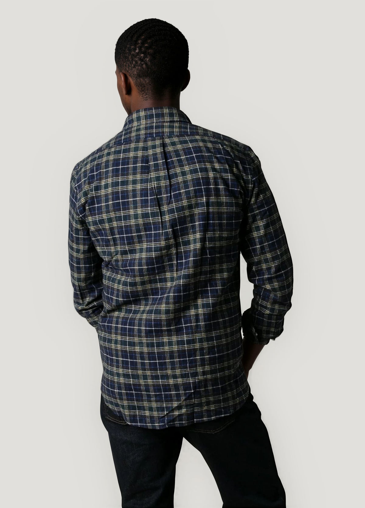 Ink blue checkered sport shirt