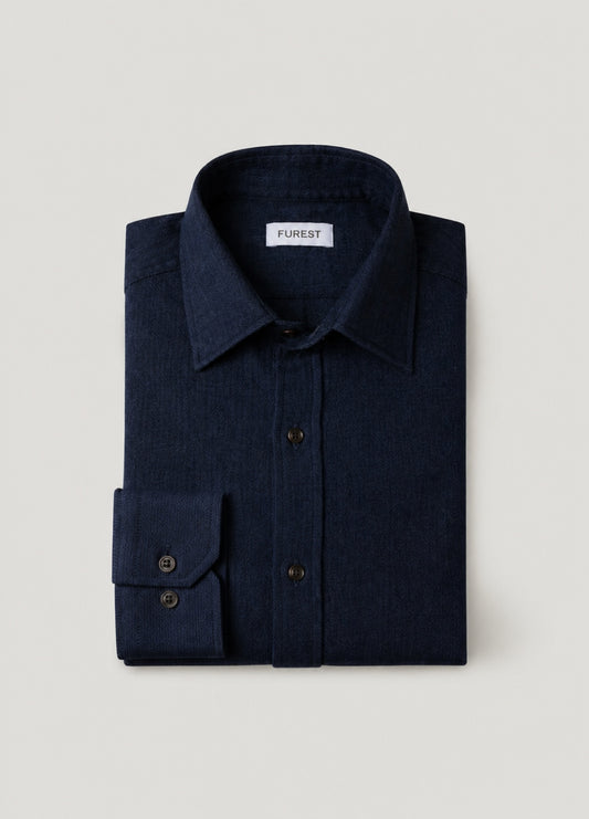 Navy herringbone flannel sport shirt