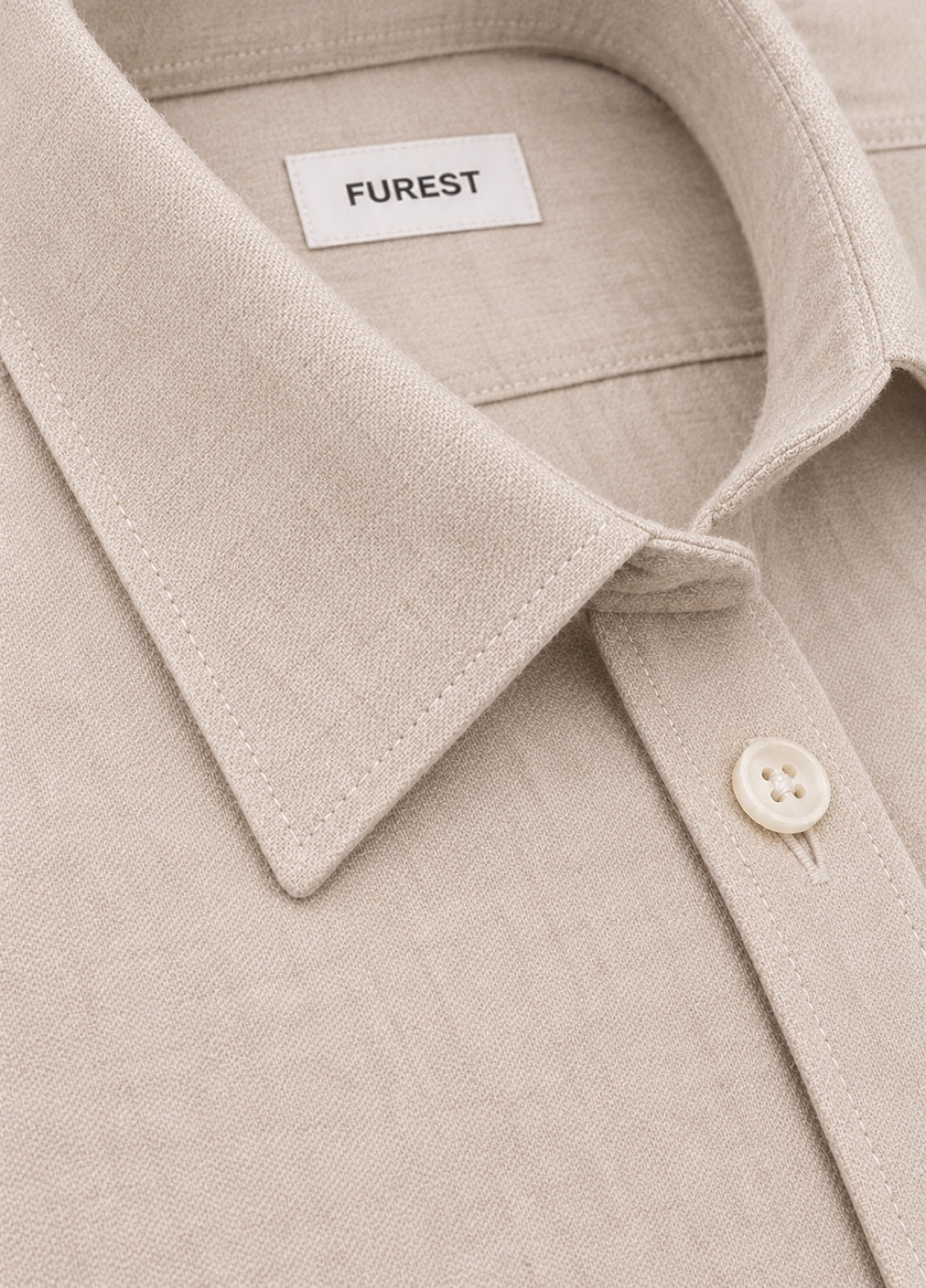 Camisa sport afranelada lisa beige