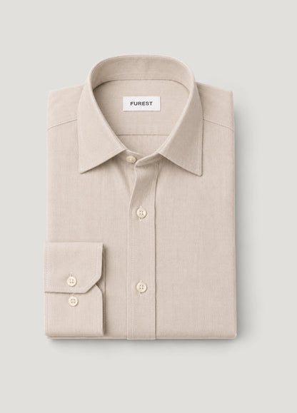Camisa sport afranelada lisa beige