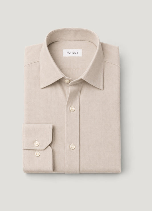 Camisa sport afranelada lisa beige