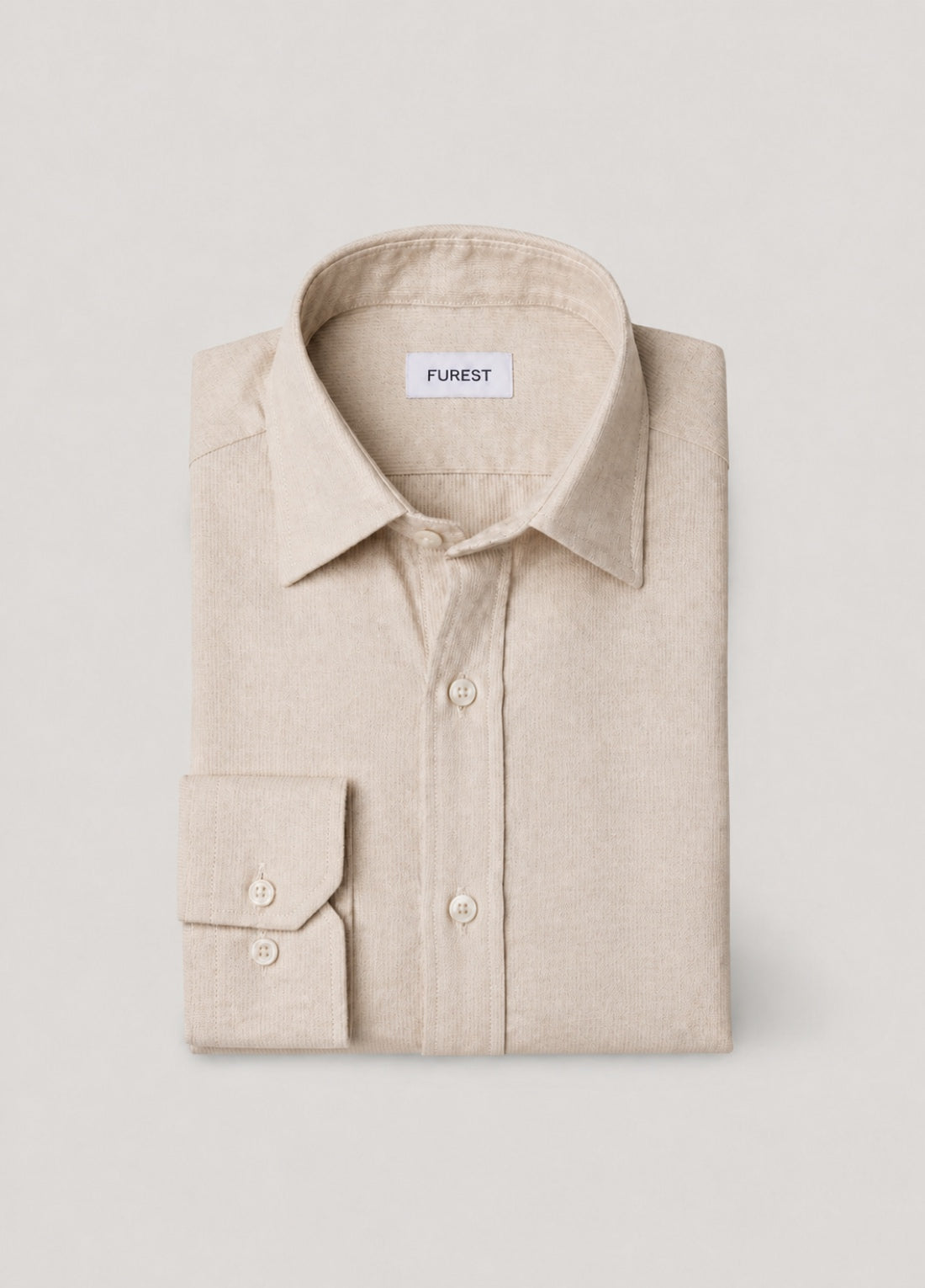 Plain beige flannel sports shirt
