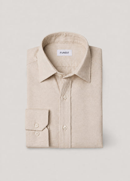 Plain beige flannel sports shirt