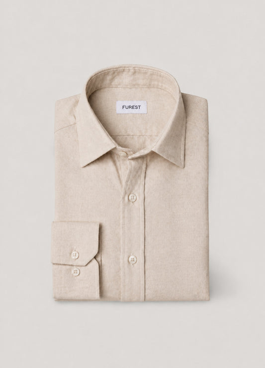 Plain beige flannel sports shirt