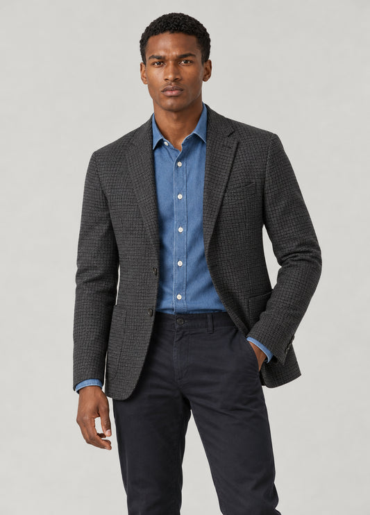 Americana vestir cuadros gris
