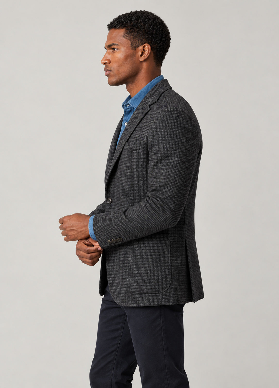 Americana vestir cuadros gris