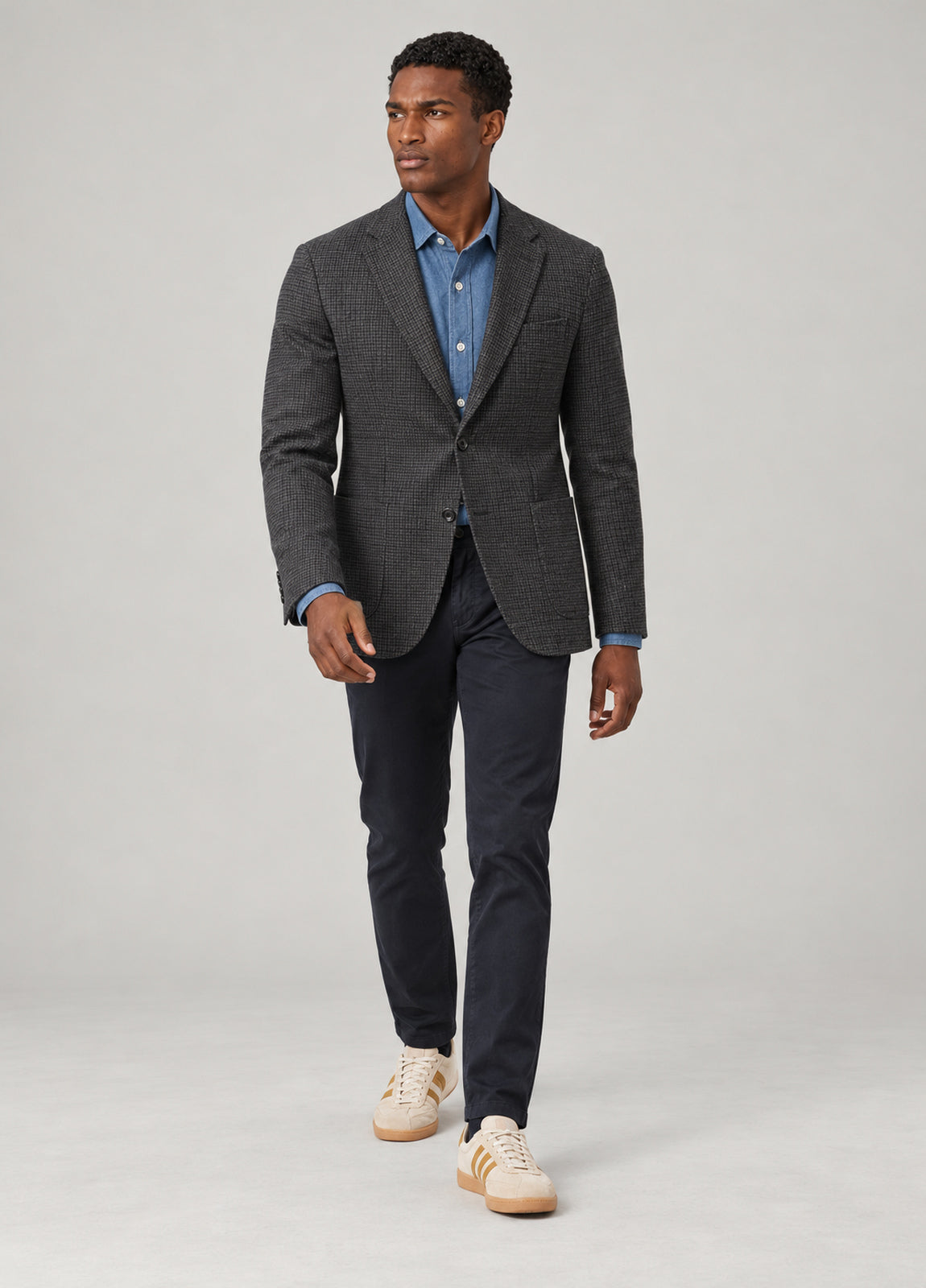 Americana vestir cuadros gris