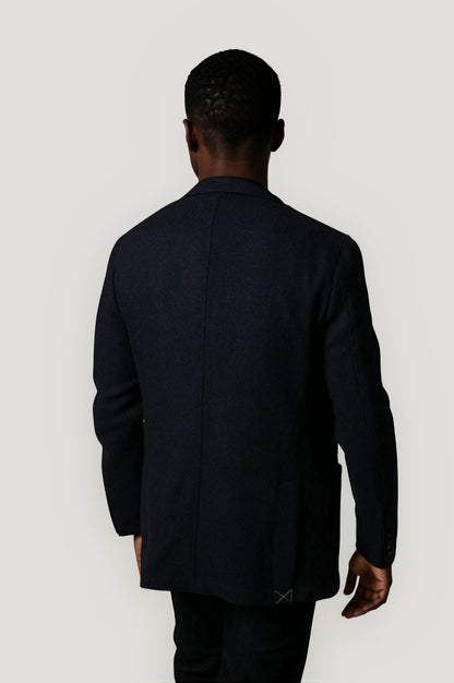 Navy textured suit jacket
