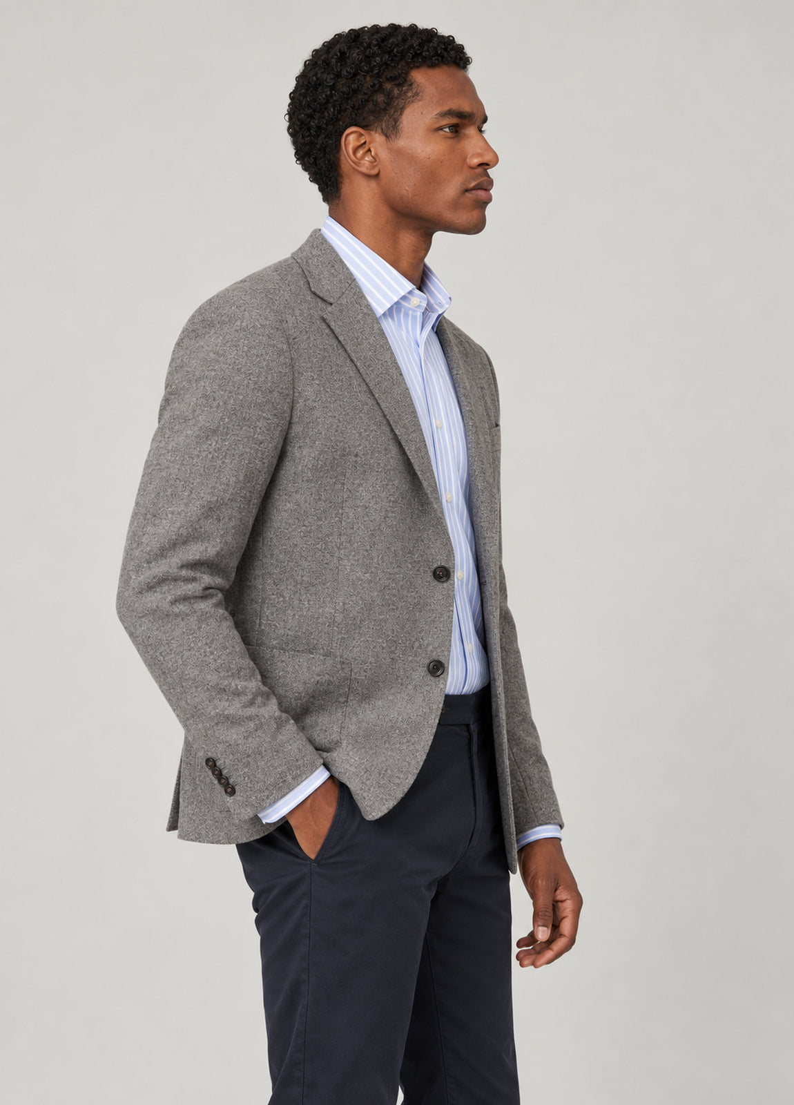 Americana vestir textura gris
