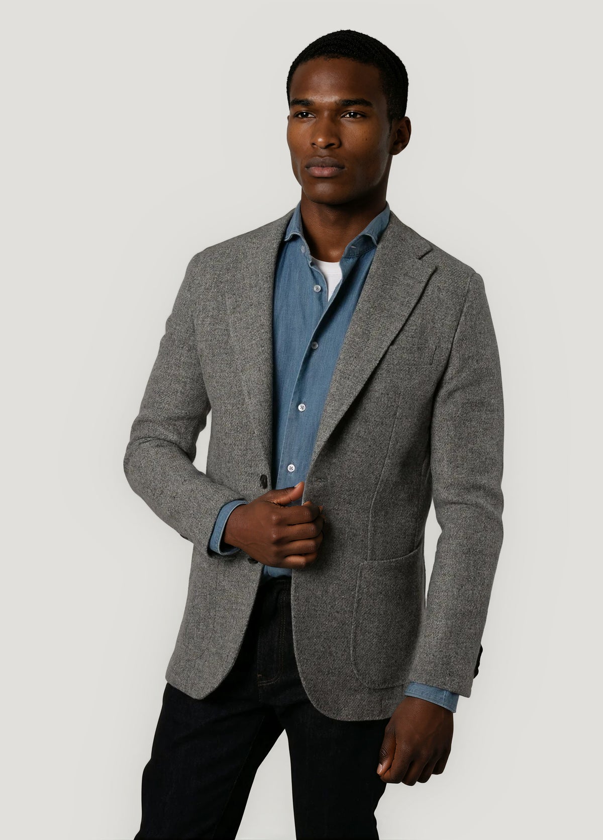 Americana vestir textura gris