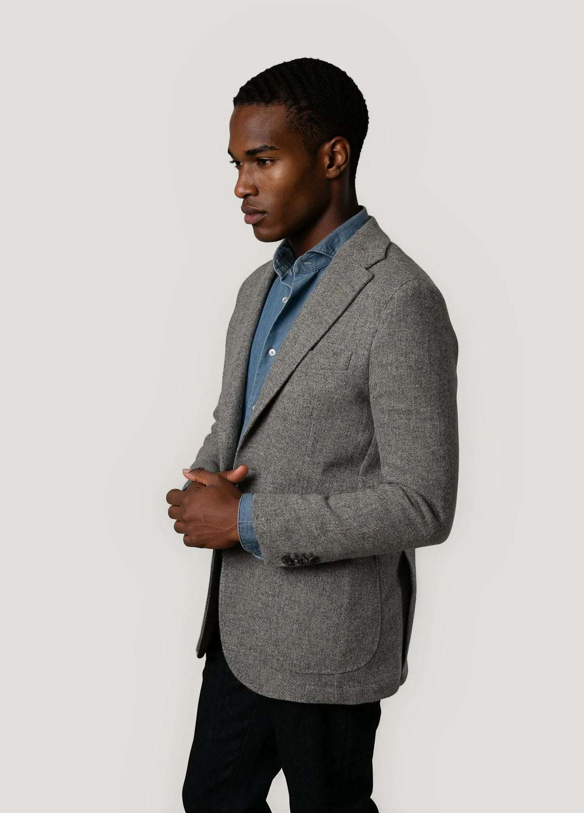 Americana vestir textura gris