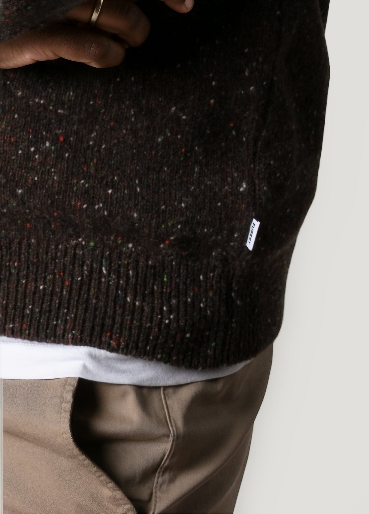 Mottled brown crew neck jumper