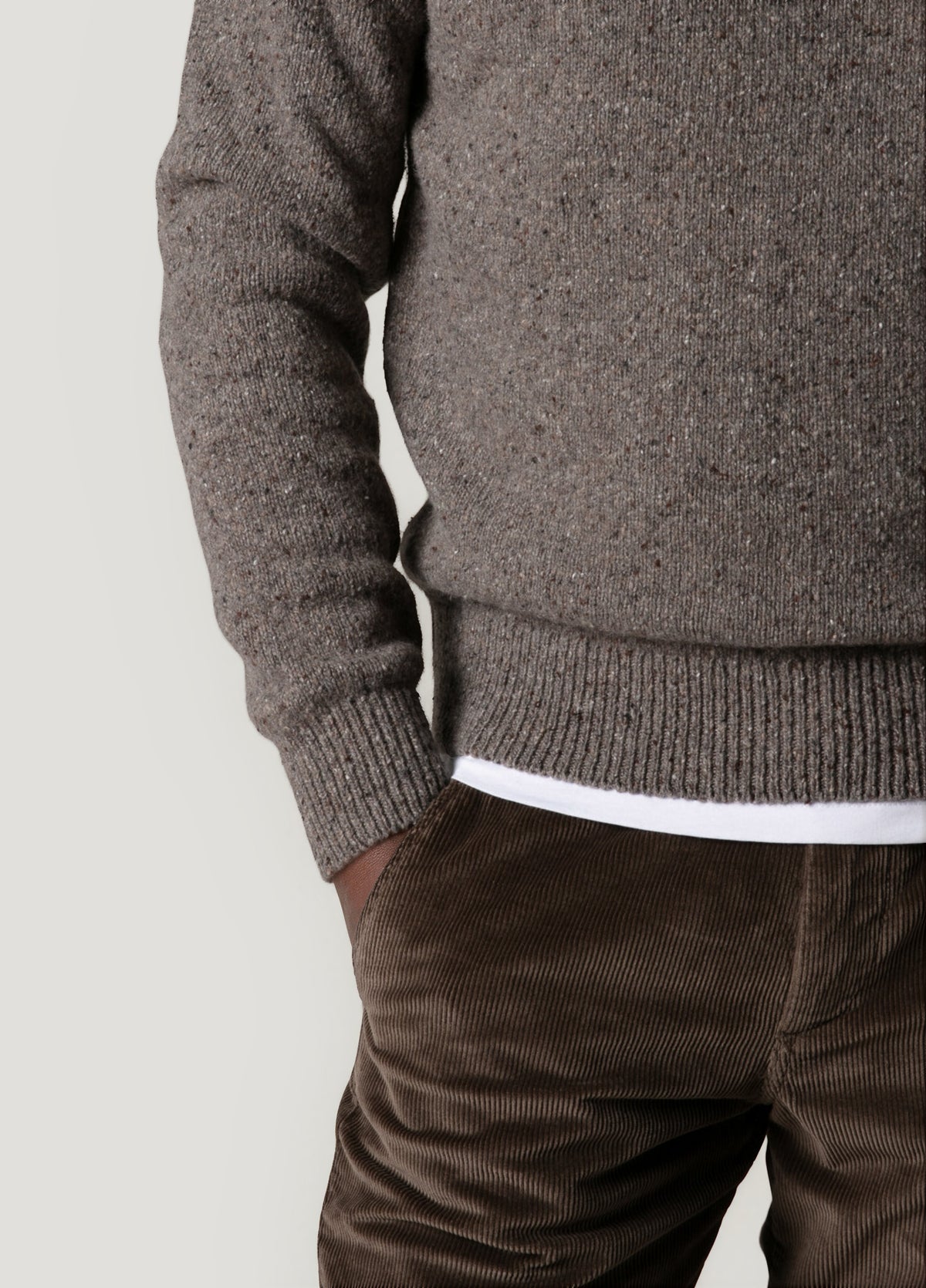 Heathered mink crew neck sweater
