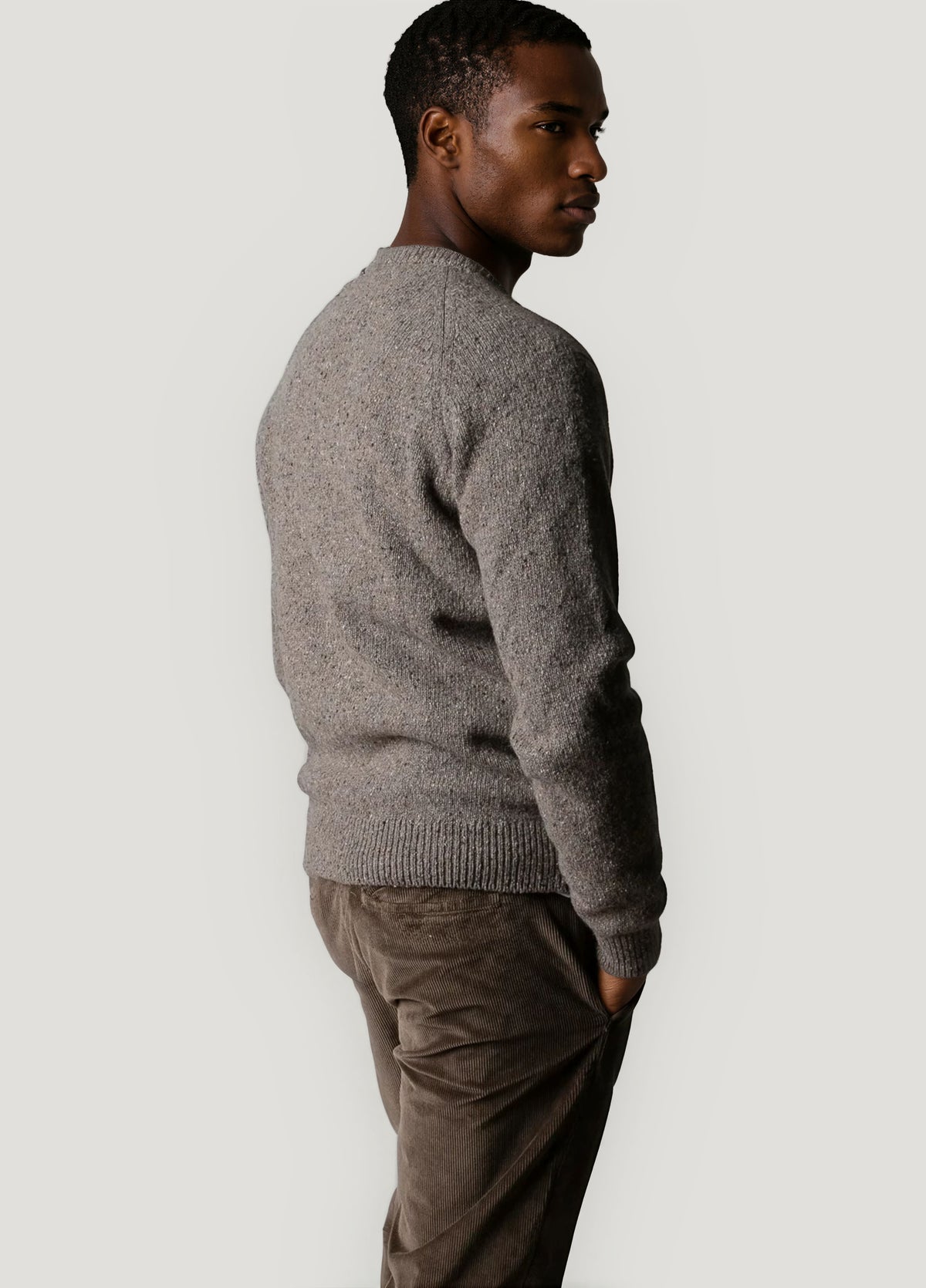 Heathered mink crew neck sweater