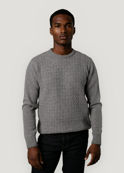 Jersey cuello redondo trenzado gris