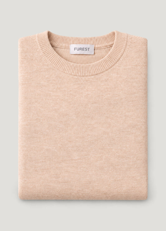 Jersey cuello redondo lana beige