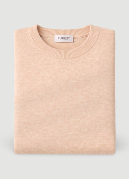 Jersey cuello redondo lana beige