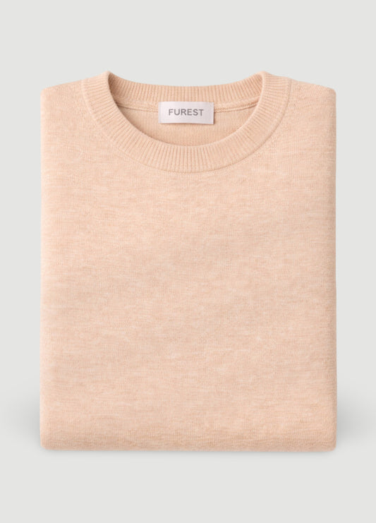 Beige wool crew neck sweater