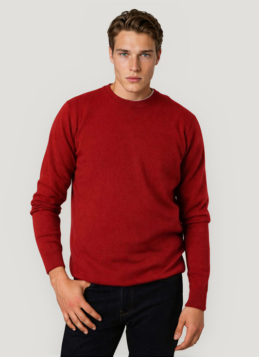 Terracotta round neck wool jumper