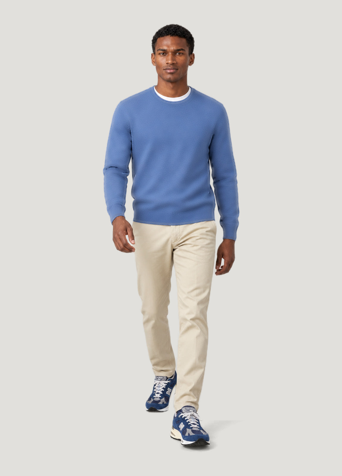 Jersey cuello redondo lana azul