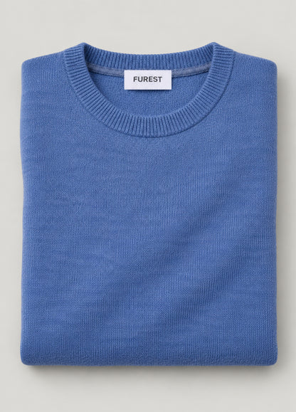 Jersey cuello redondo lana azul