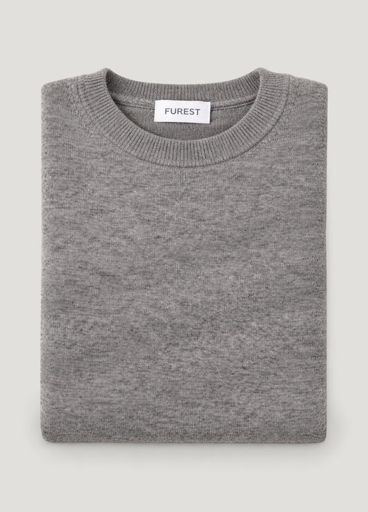 Jersey cuello redondo lana gris medio