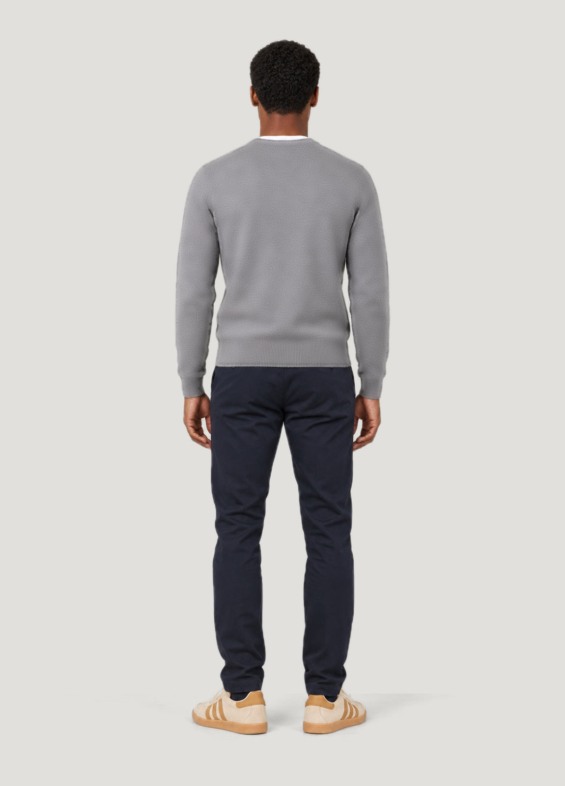 Jersey cuello redondo lana gris medio