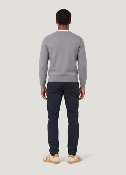 Jersey cuello redondo lana gris medio