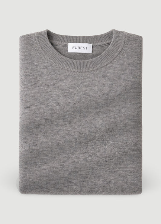 Jersey cuello redondo lana gris medio
