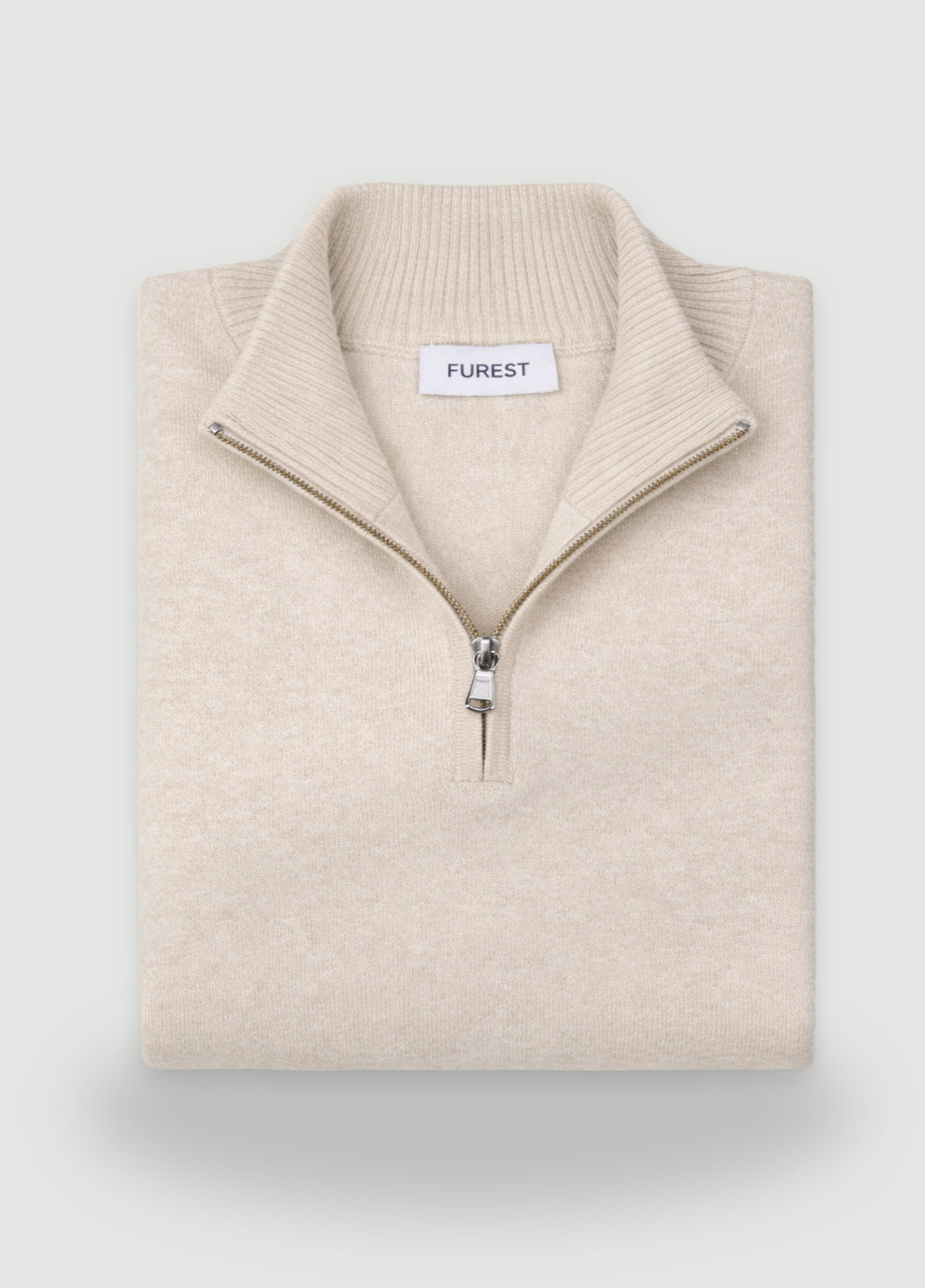 Jersey cuello zip lana beige