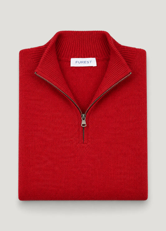 Jersey cuello zip lana teja