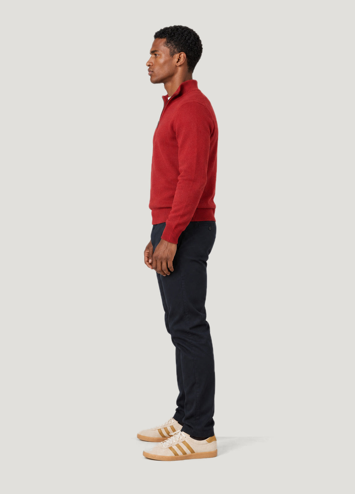 Jersey cuello zip lana teja