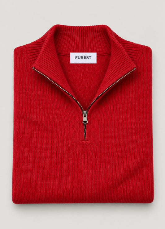Jersey cuello zip lana teja